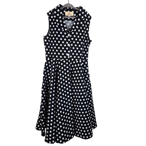 GK Grace Karin Black White Polka Dots Sleeveless Summer Dress Girls 10-11 Years - Picture 1 of 3
